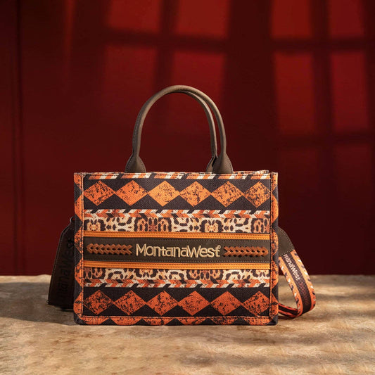 MW01G-8120S  Montana West Boho Print Canvas Tote/Crossbody