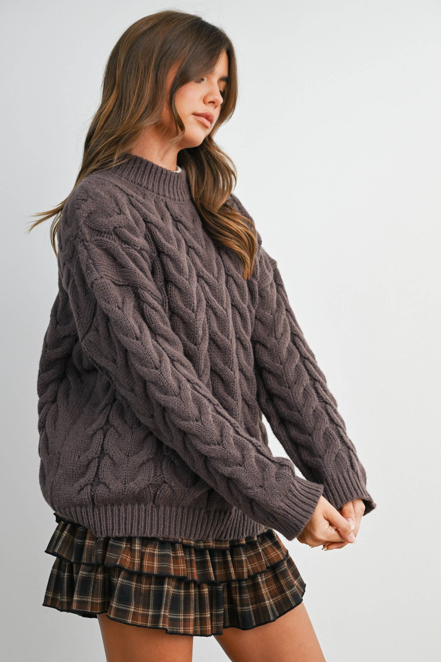 Cable-Knit Long Sleeve Sweater - BMW8100