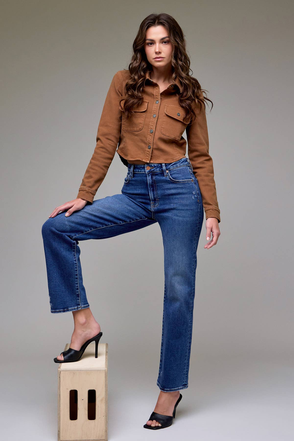 Dark Wash Clean Stretch High Rise Classic Straight