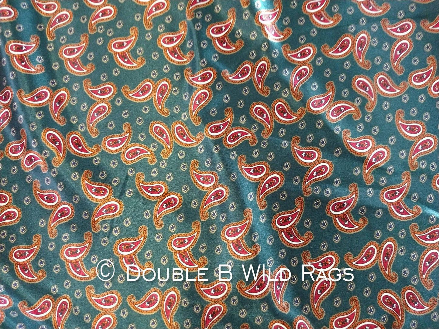 WILD RAG Hunter Green and Copper Paisley western neck scarf bandanna by Double B Wild Rags