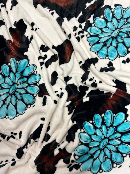 Concho Cow Print King Size Super Soft Plush Blanket