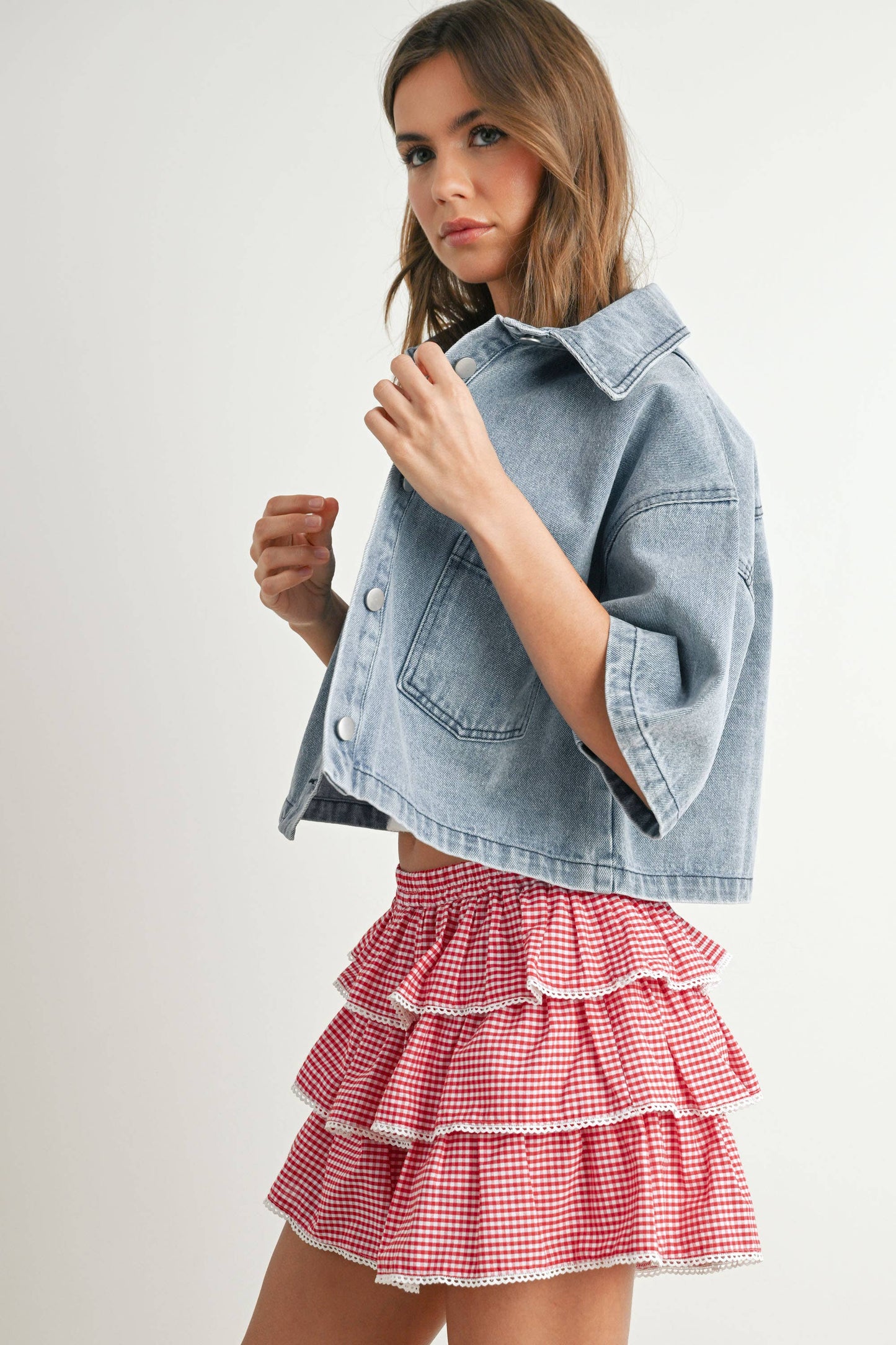 Button Front Cropped Shirt -