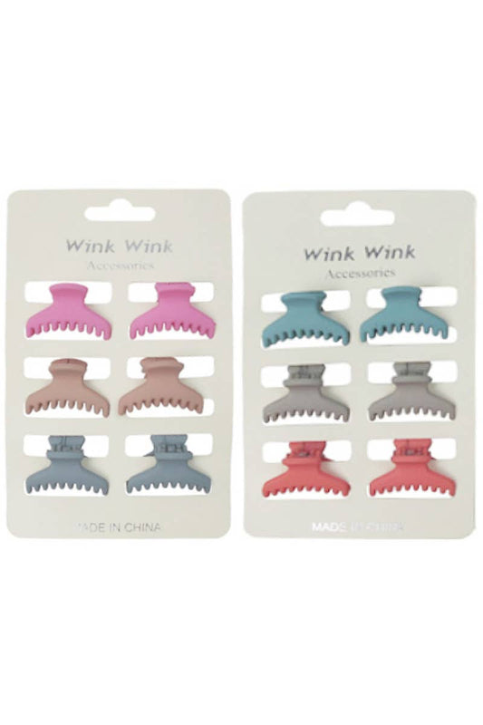 Mini Matte Curve Plastic Clip Hair Claw 6 pcs/pack