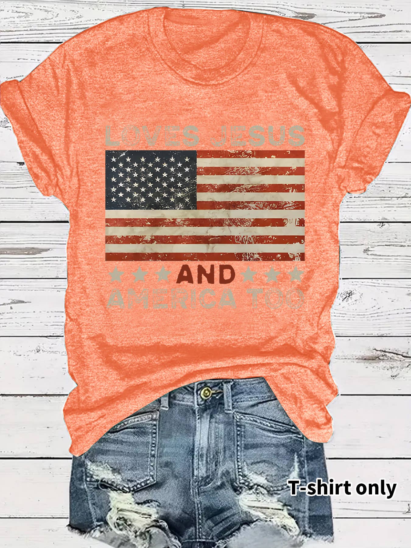 4th of July Retro USA flag Graphic tee short sleeve