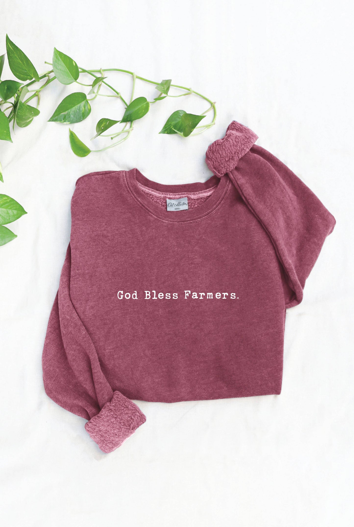 GOD BLESS FARMERS.  Mineral Washed Graphic Sweatshirt