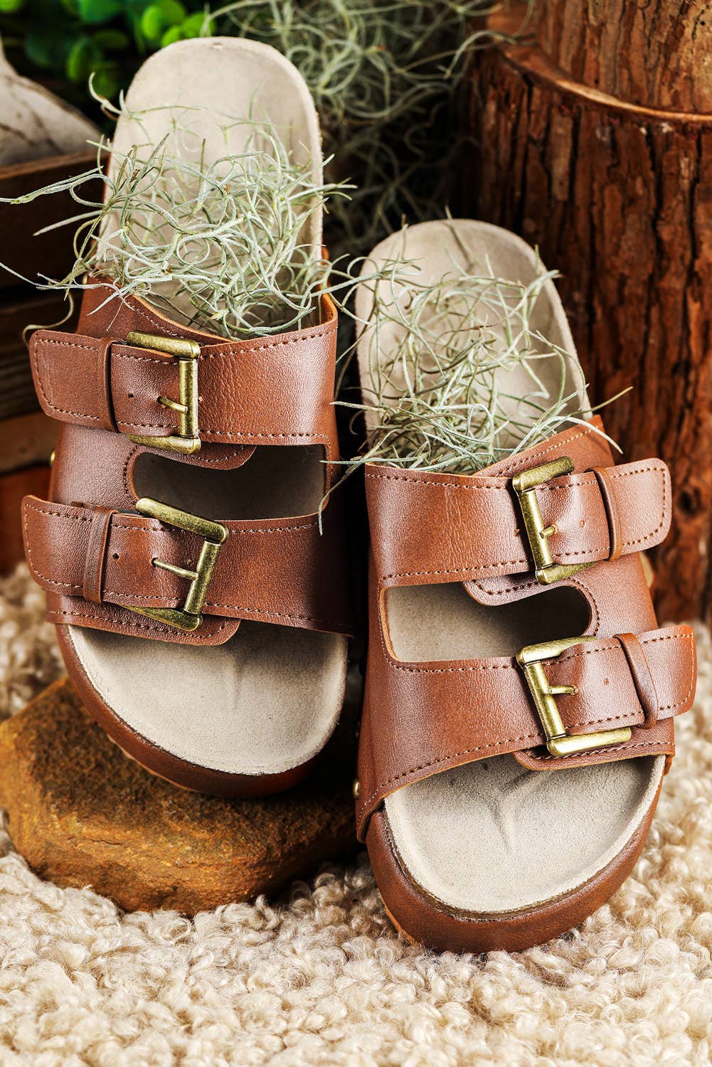 Buckle Studded Platform Sandal Slippers | US6-10