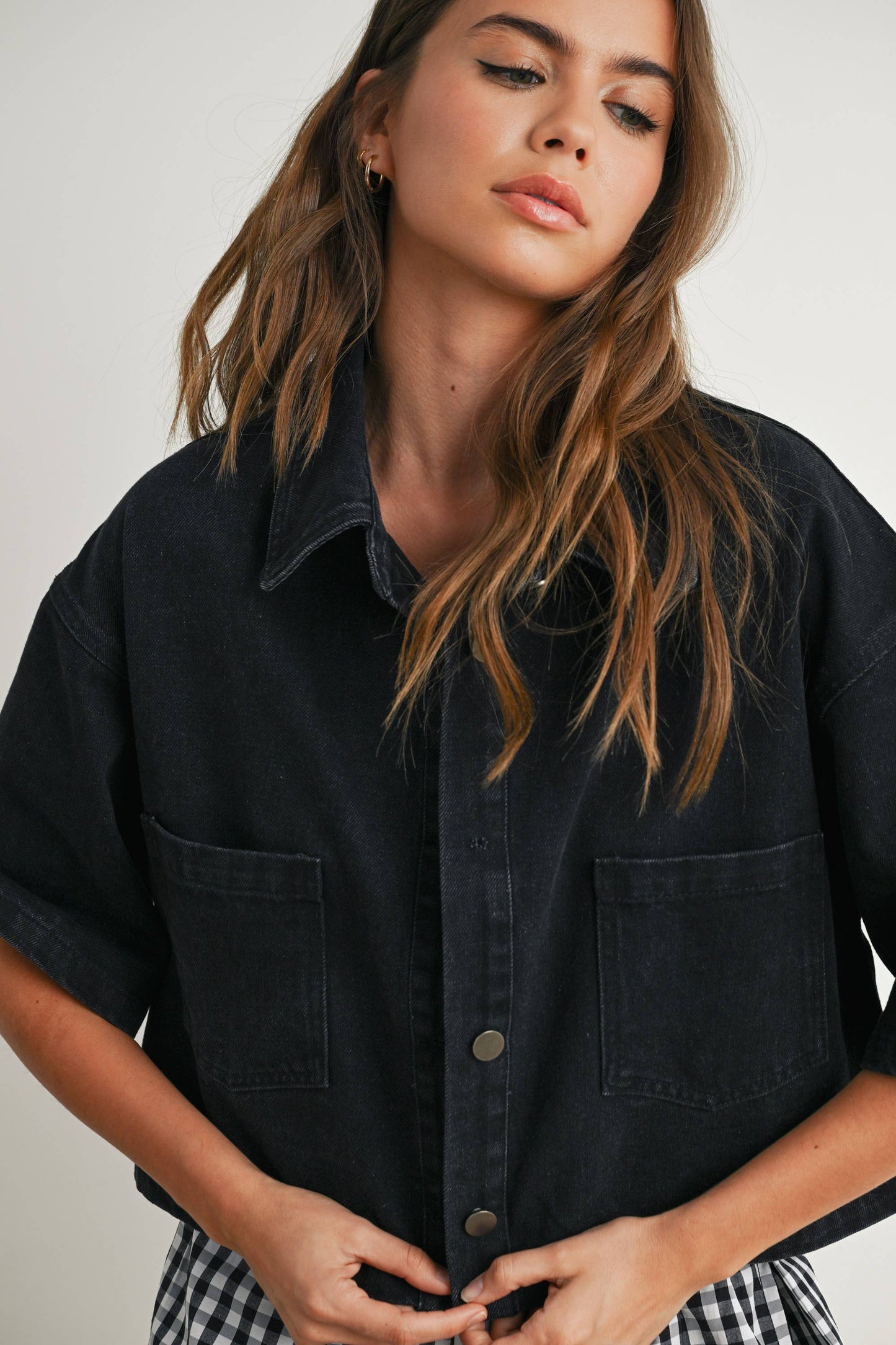 Button Front Cropped Shirt -