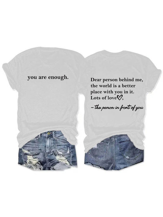 You are enough slogan basic short sleeve t-shirt