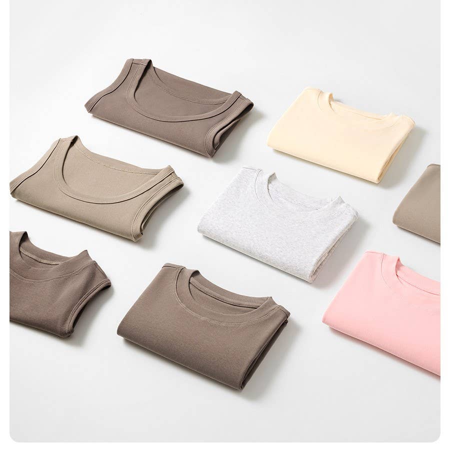 Essential basic plain fitted cotton blend crewneck tee