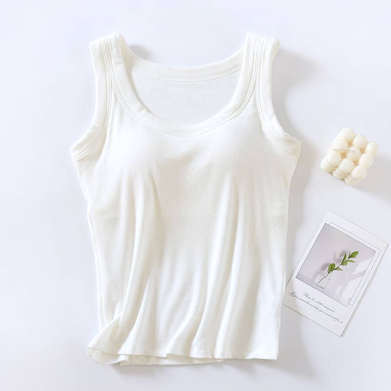 Semi sweetheart built-in bra rib knit basic tank top