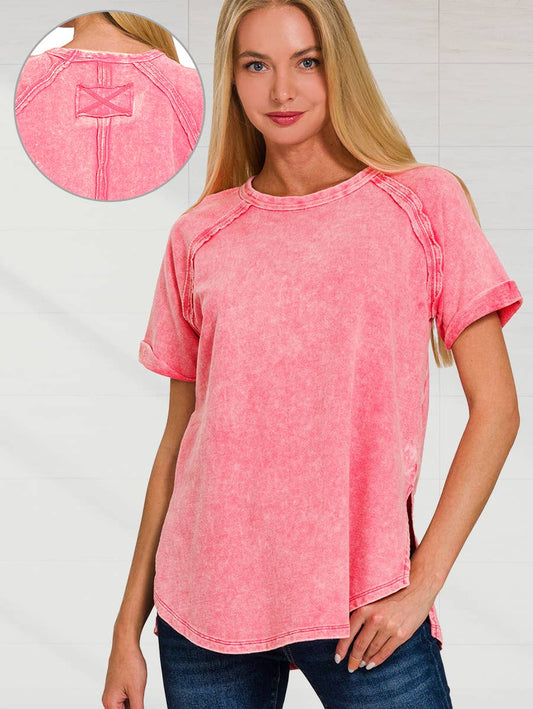 `.French Terry Vintage Wash Casual Top
