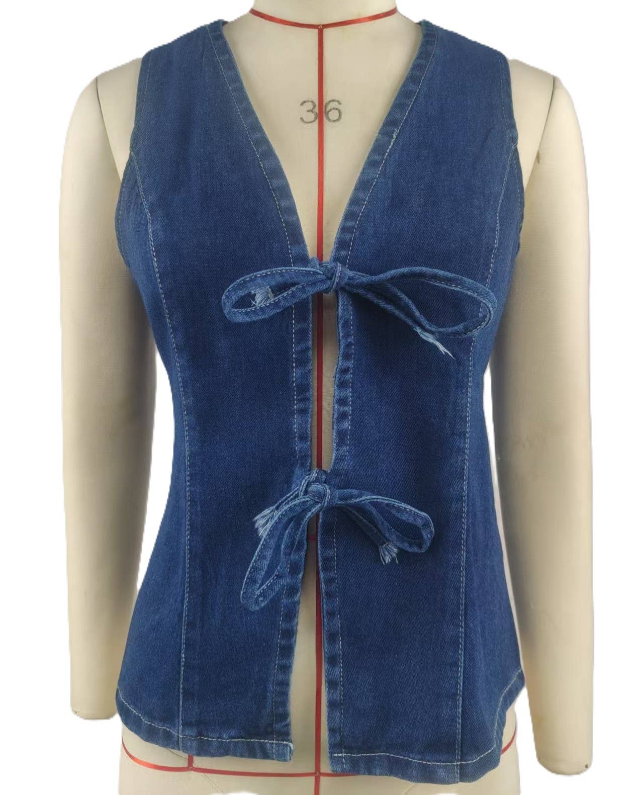 Basic Lace-Up Denim Vest