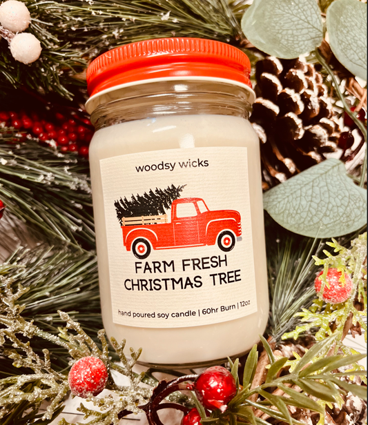 Farm Fresh Christmas Tree Candle 100% Soy Wax - Wick Options