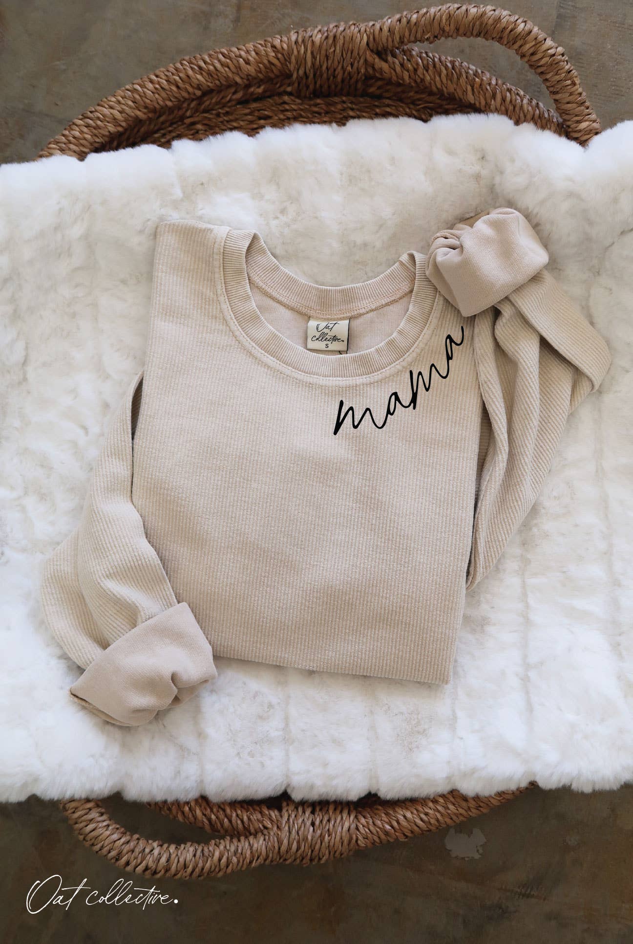 MAMA NECKLINE Cropped Thermal Vintage Pullover