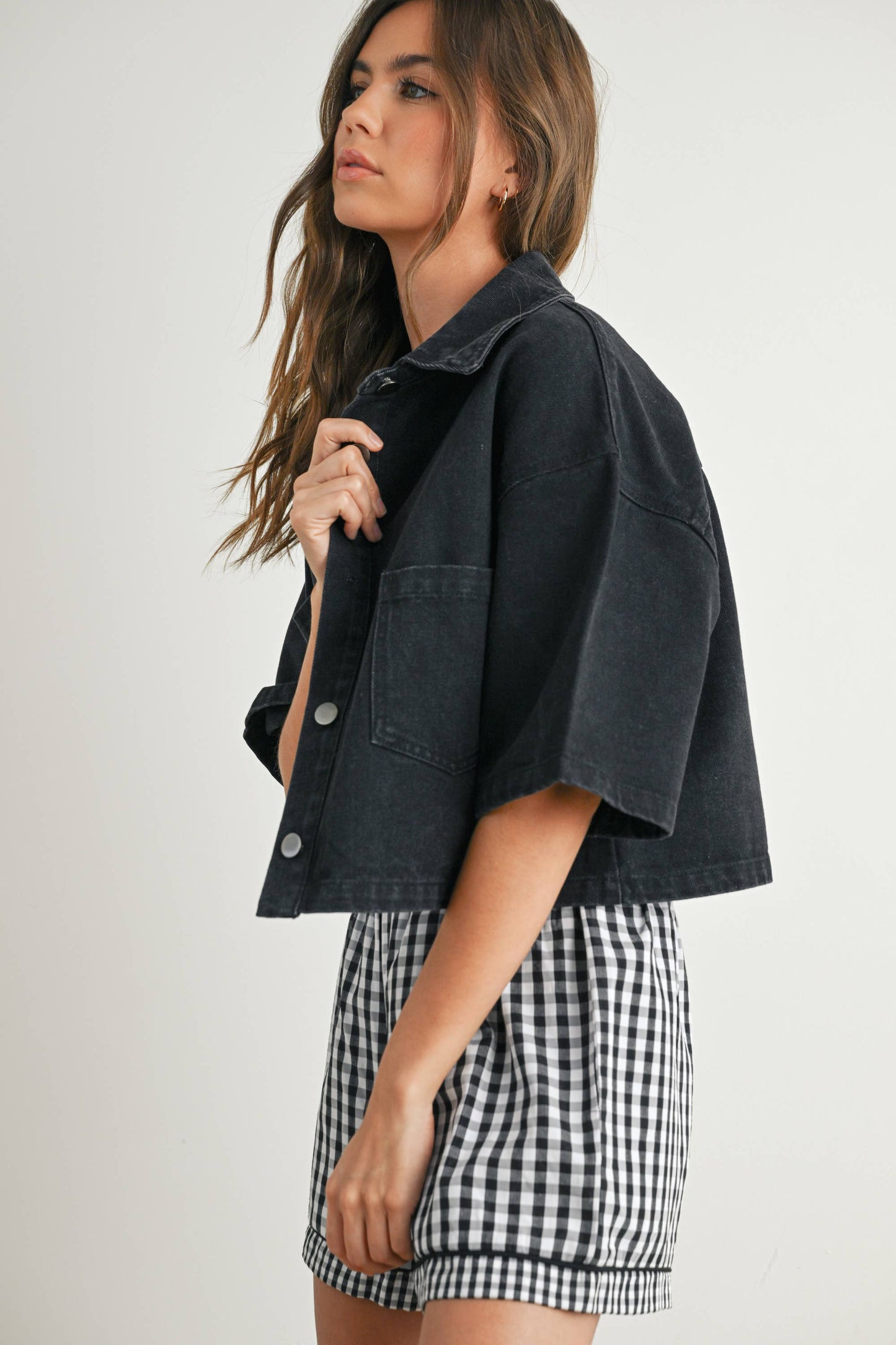 Button Front Cropped Shirt -