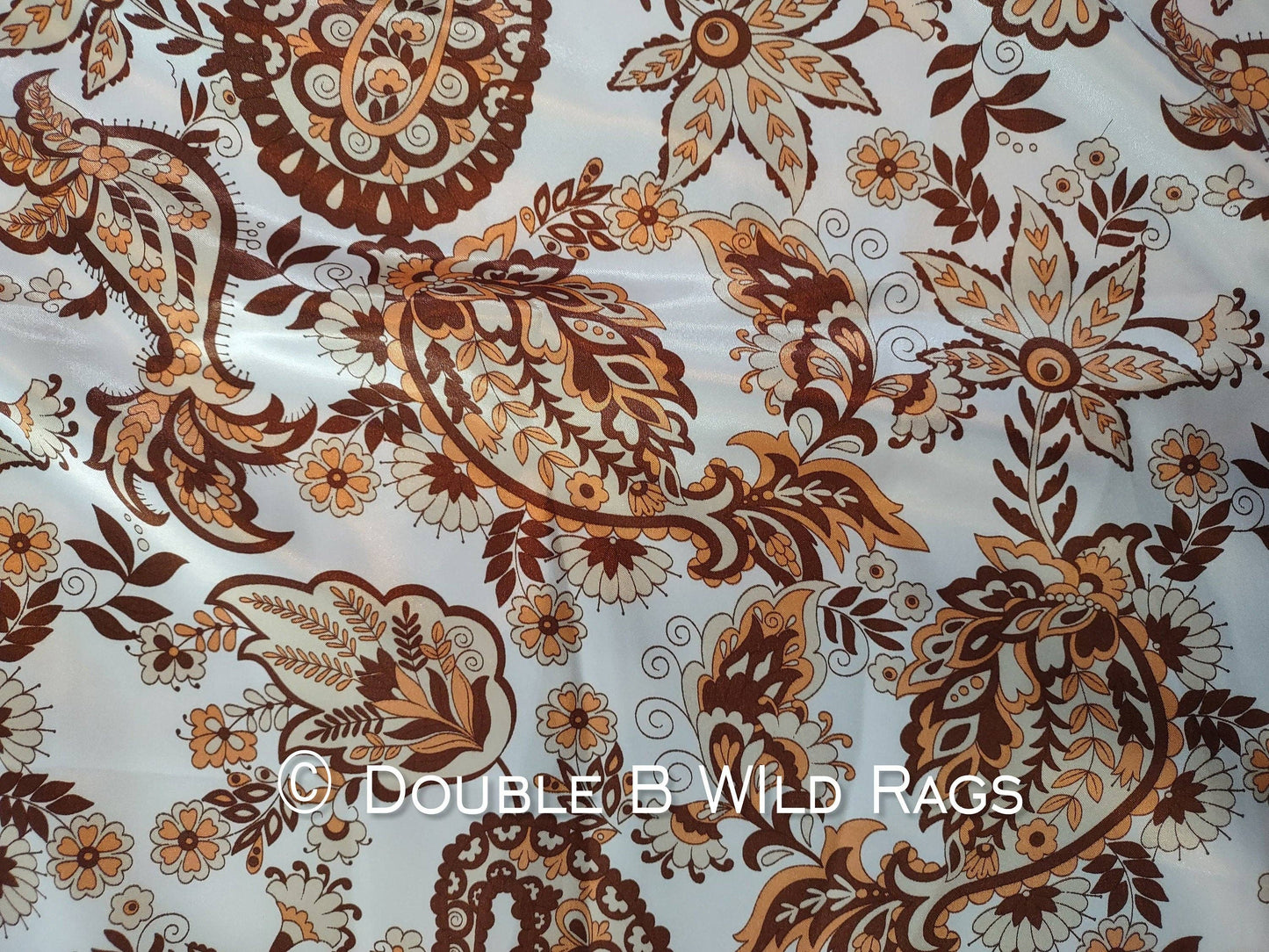WILD RAG Vintage Paisley White, Brown, and Dark Gold Western Cowboy Neck Scarf Bandana by Double B Wild Rags