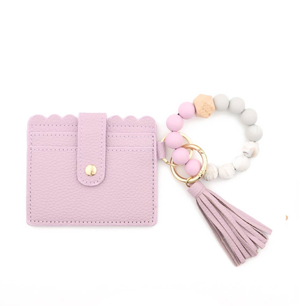 Silicone Bead Bracelet PU Tassel Women's Wallet