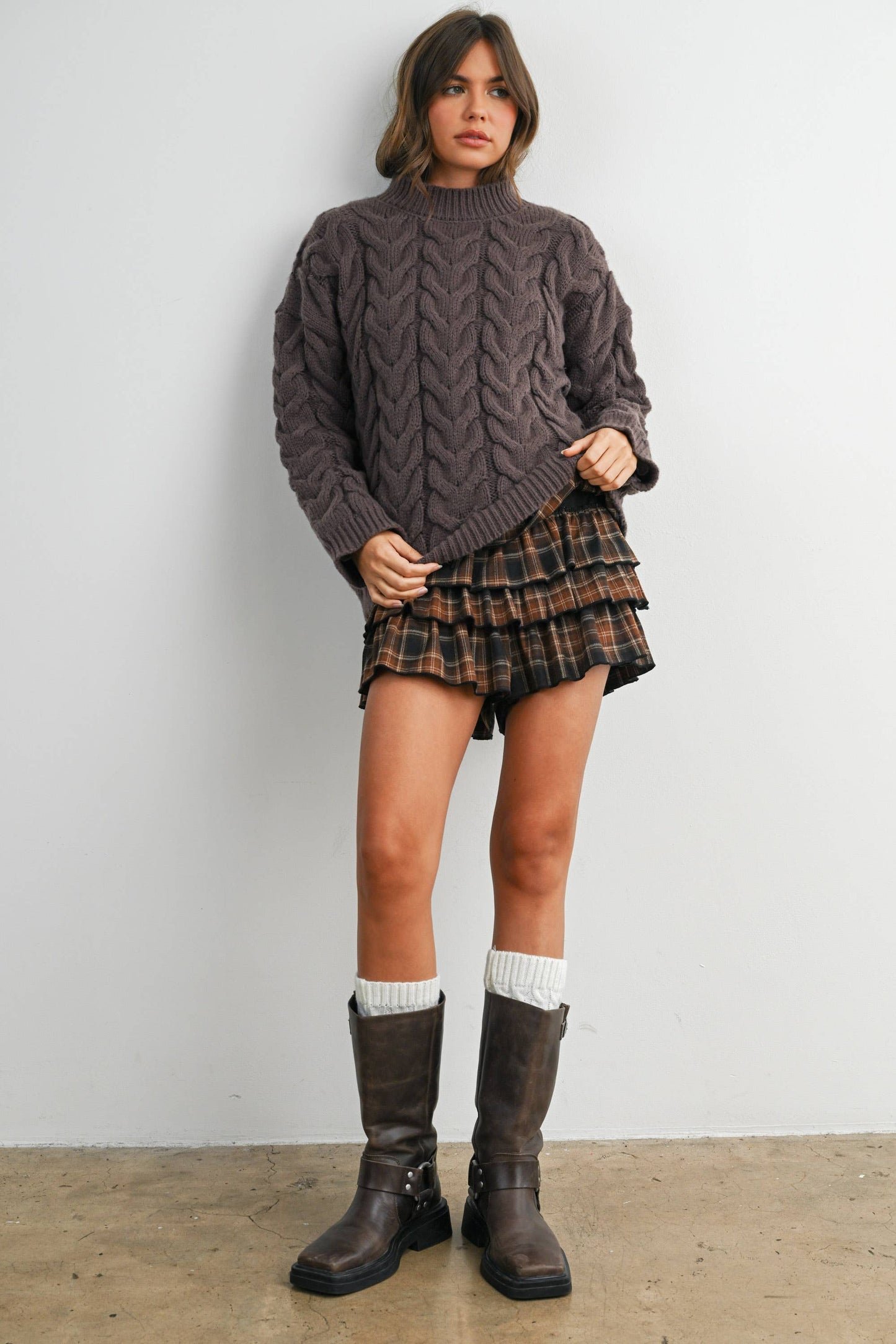 Cable-Knit Long Sleeve Sweater - BMW8100
