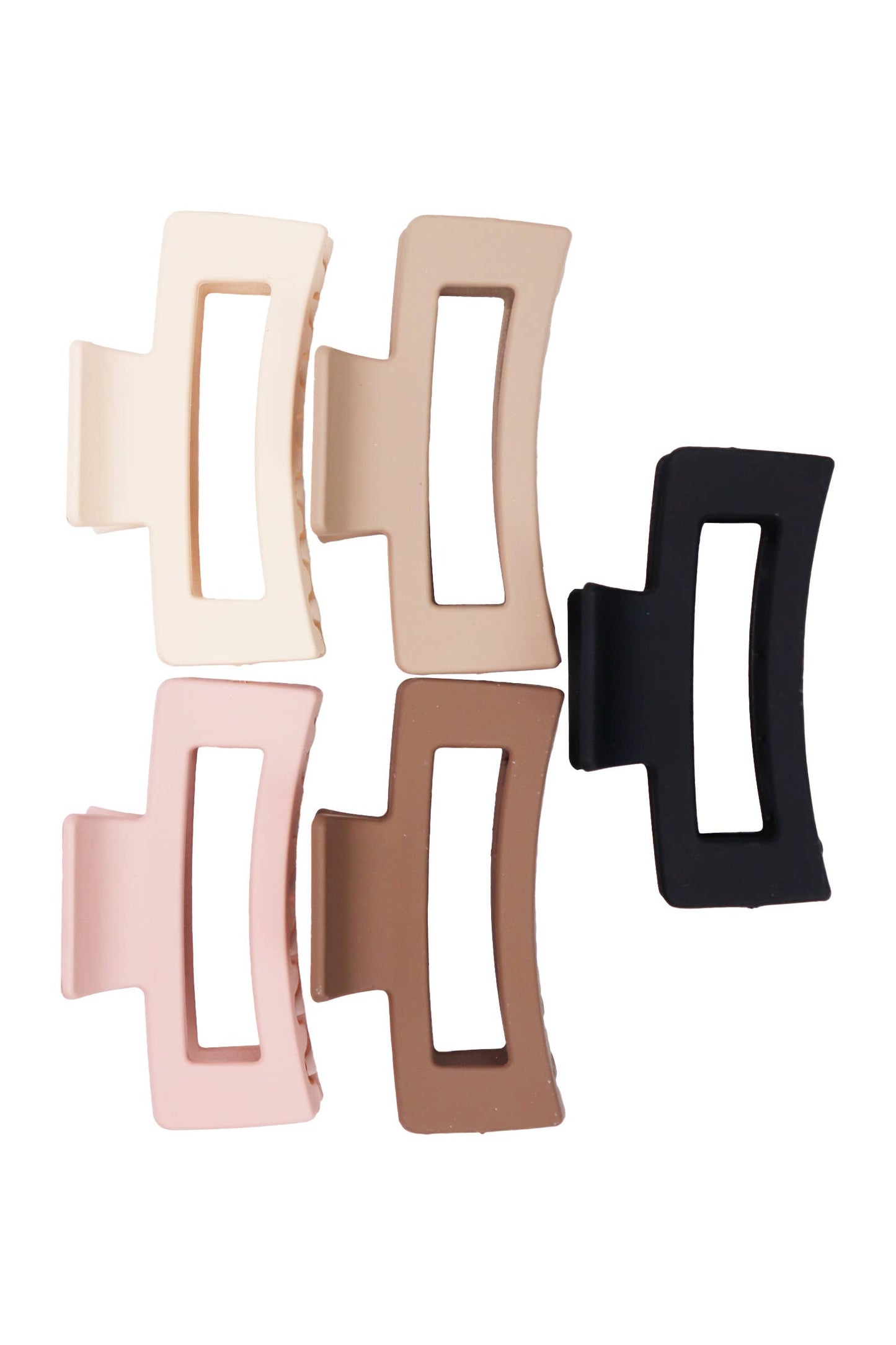 Medium Block Matte Earth Tone Hair Claw - 3.5 Inch