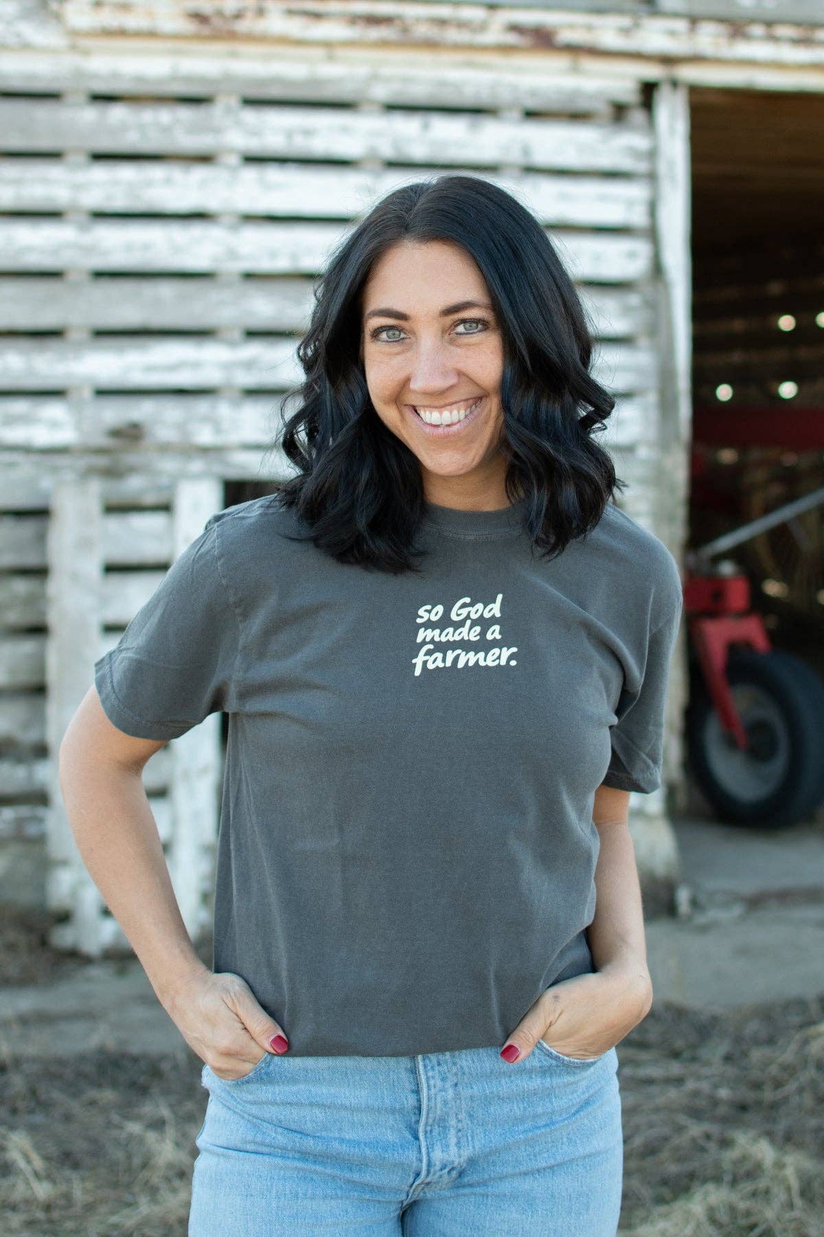Western 'So God made a Farmer.' Charcoal Graphic Tee