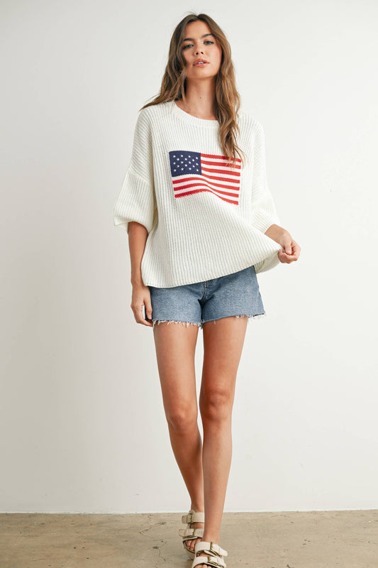 Flag Print Knit Sweater - BMW7691