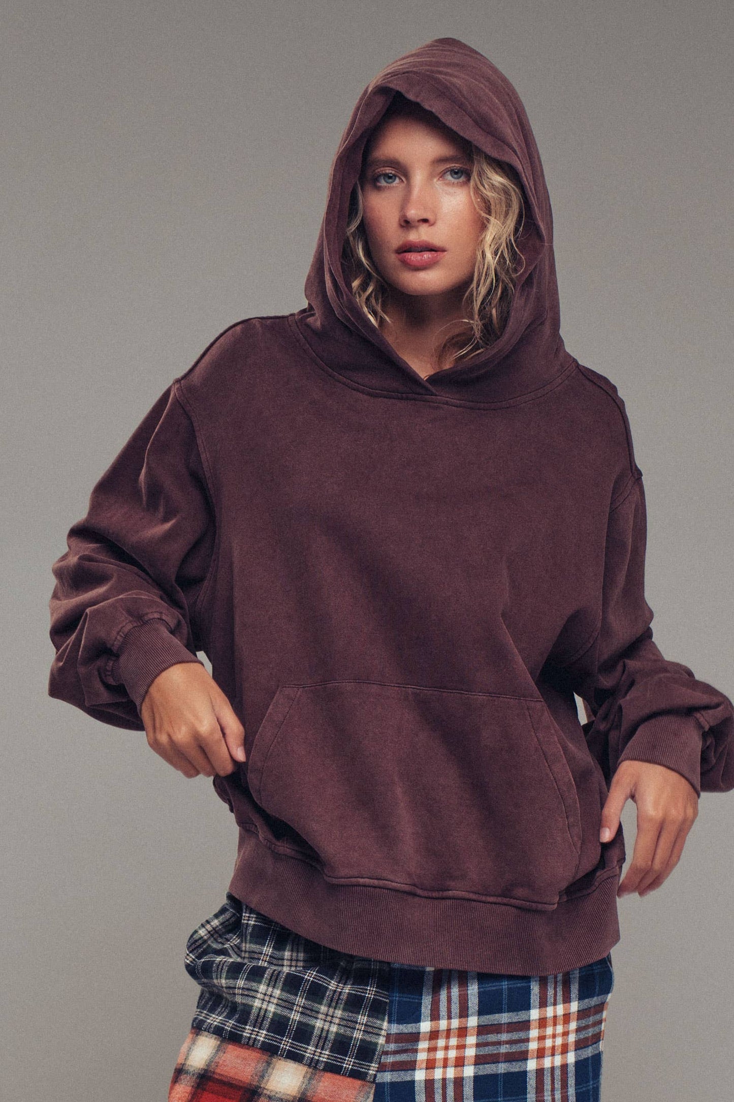 Vintage Wash Oversized Brushed Hoodie