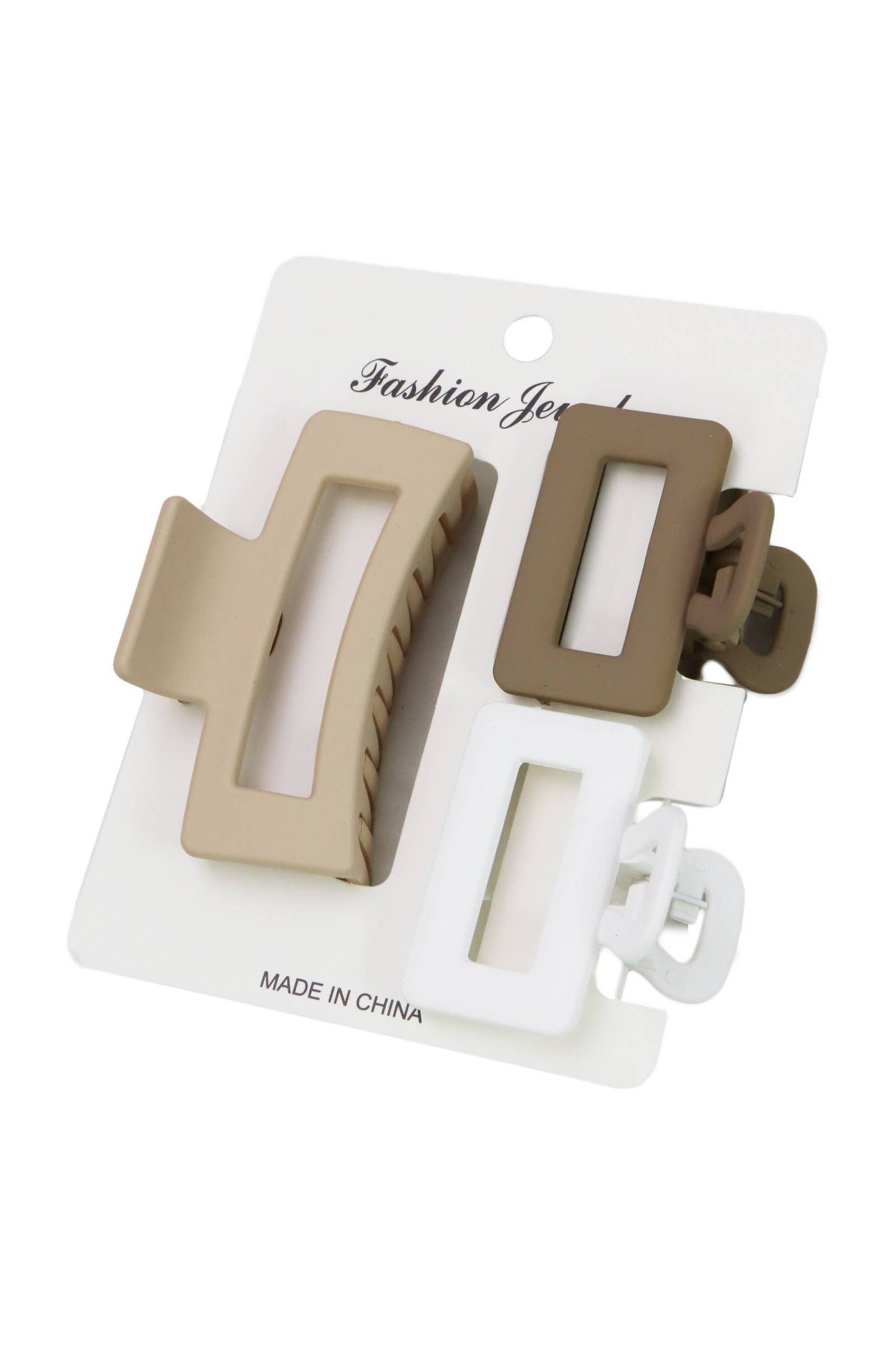 Cubic Matte Earth Tone Hair Claw - 3 pcs/card