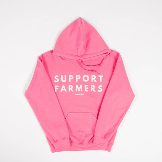 Western 'Support Farmers' Pink Graphic Hoodie