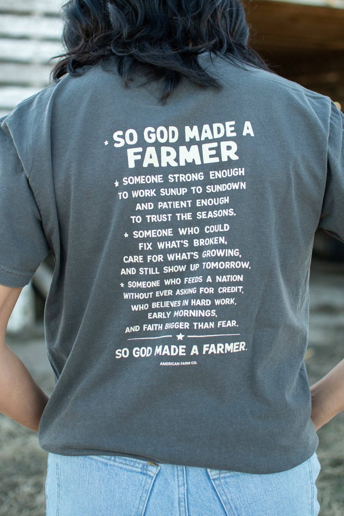 Western 'So God made a Farmer.' Charcoal Graphic Tee