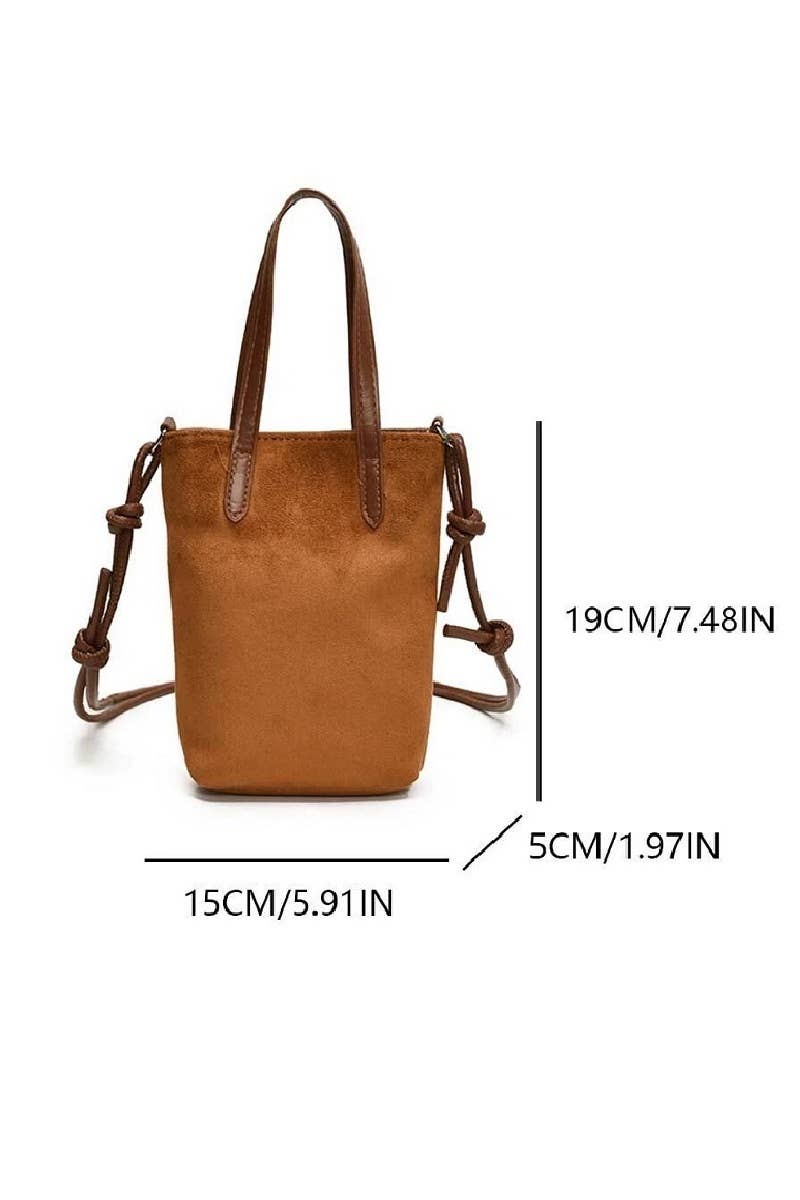 Vintage Retro Suede Crossbody Mini Bucket Tote Bag