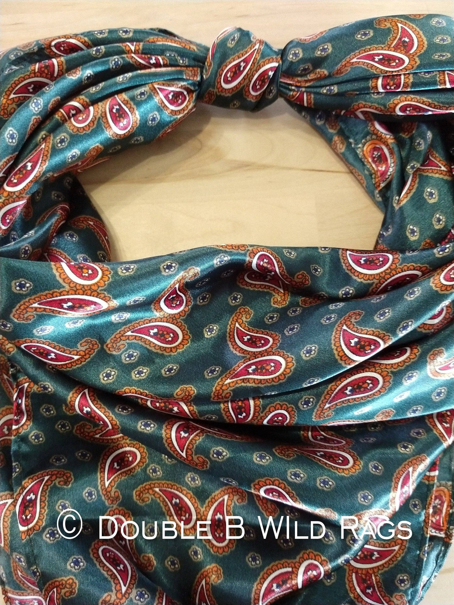 WILD RAG Hunter Green and Copper Paisley western neck scarf bandanna by Double B Wild Rags