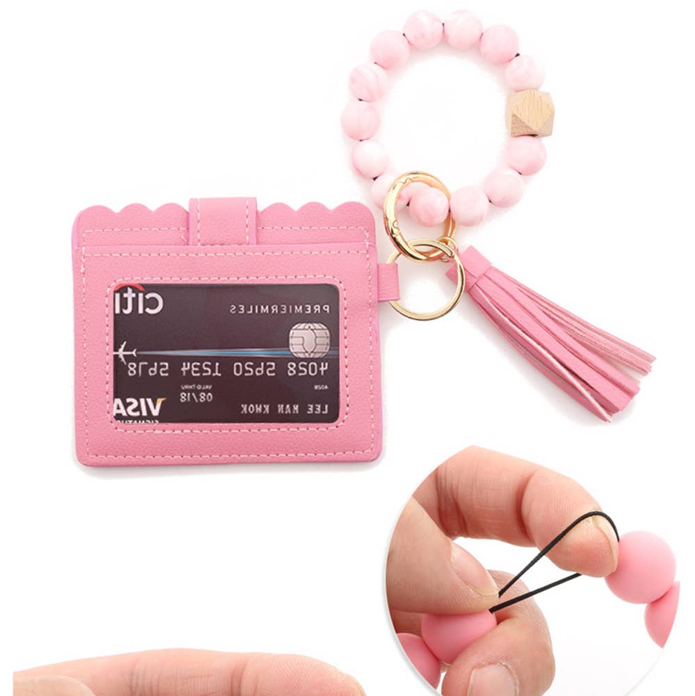 Silicone Bead Bracelet PU Tassel Women's Wallet