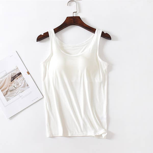 Regular basic soft flowy built-in bra tank top