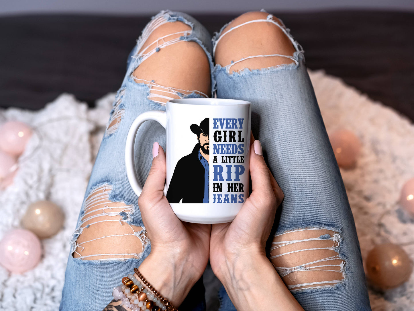 Every Girl needs a Little Rip in her Jeans 15 oz Mug