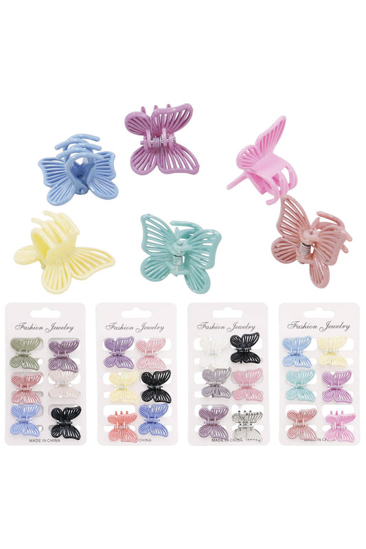 Mini Butterfly Hollow-out Hair Claw - 6 Set