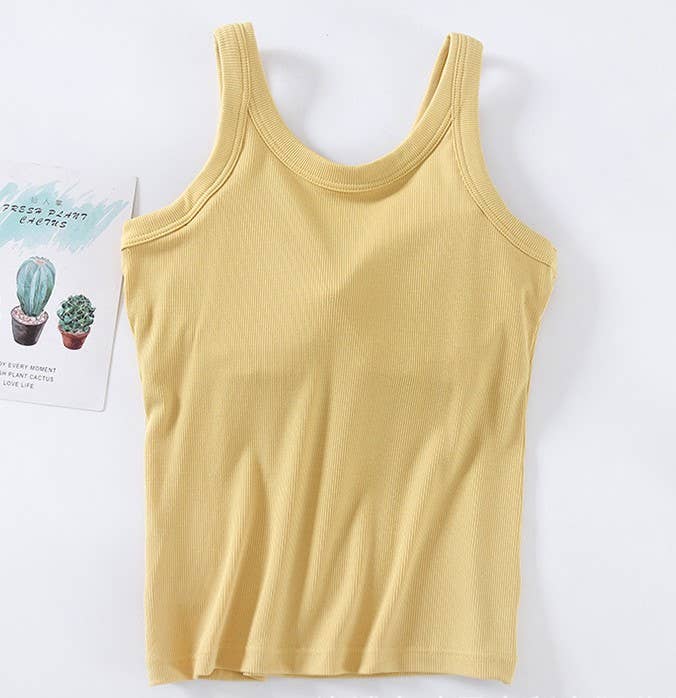 Athleisure built-in bra rib tank top