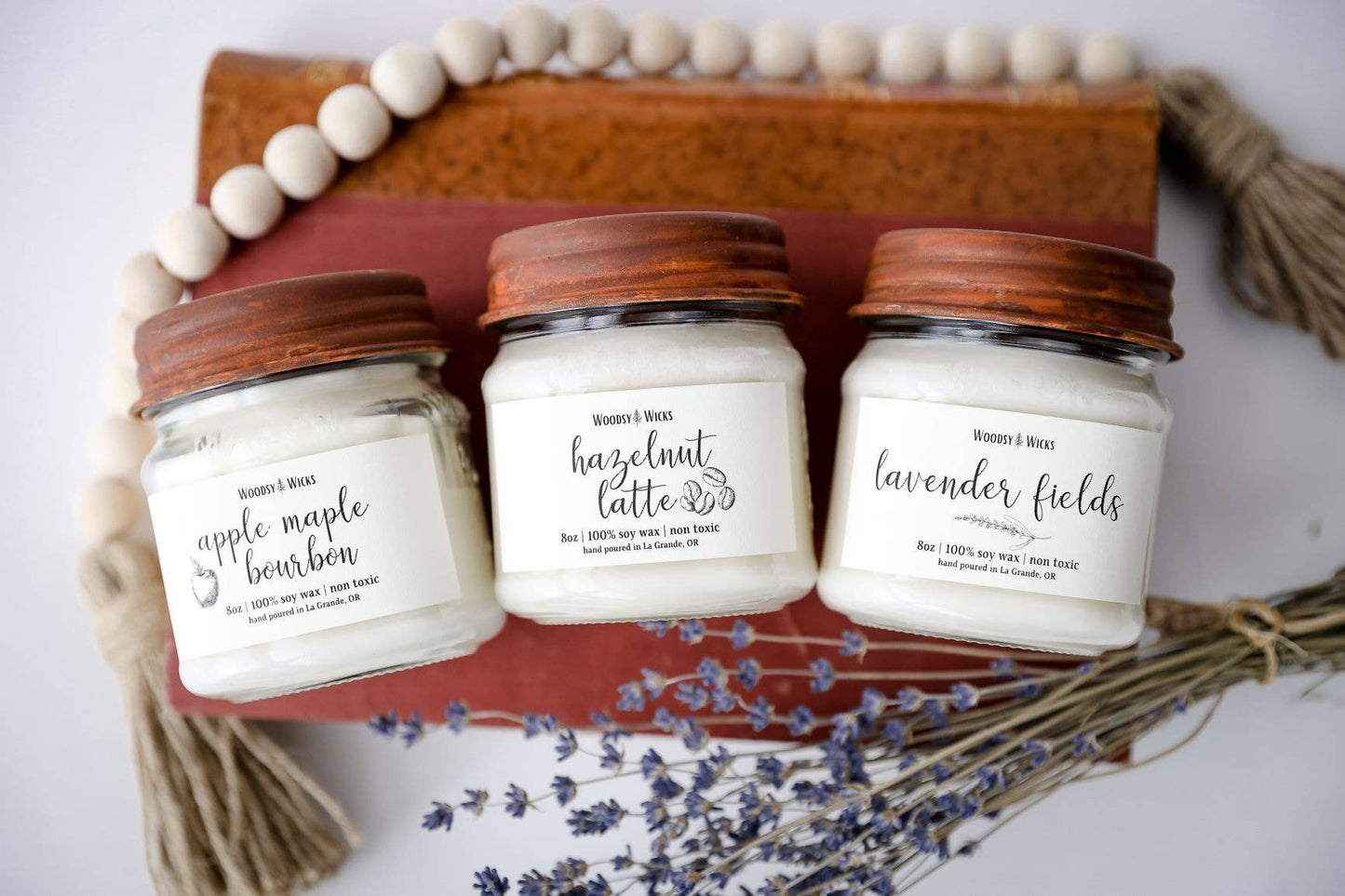 Lavender Fields Soy Wax Candle Rustic Farmhouse
