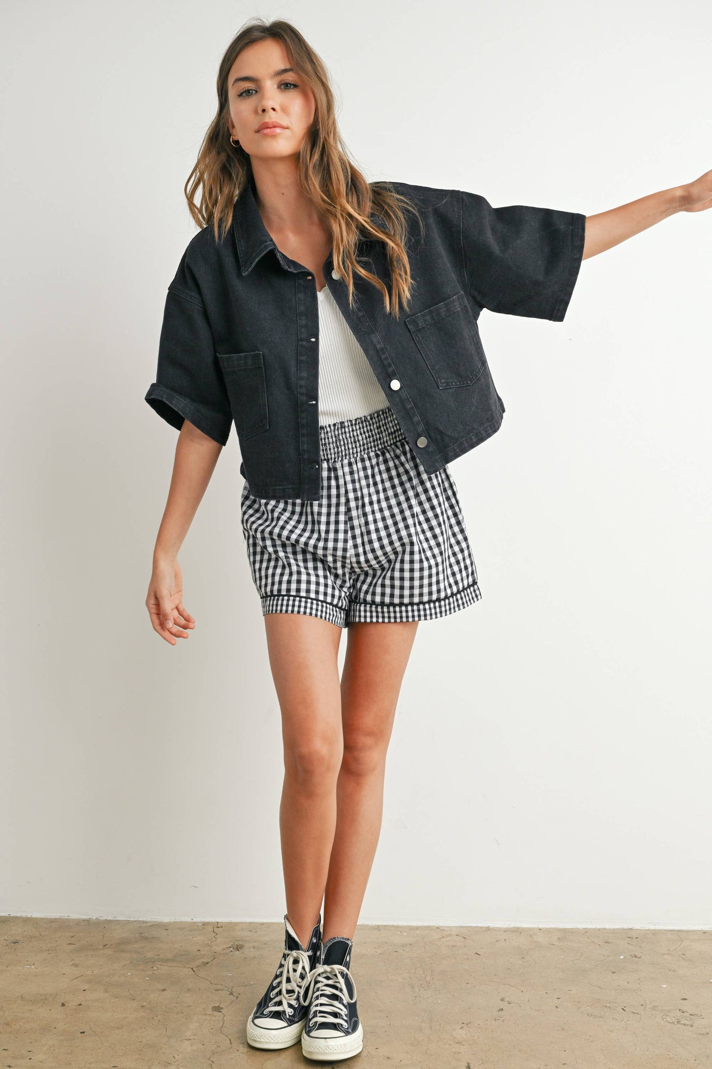 Button Front Cropped Shirt -