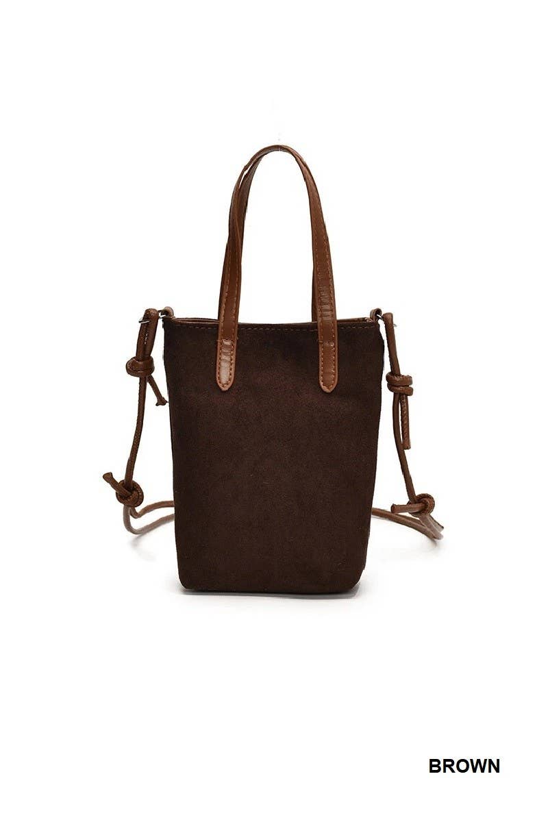 Vintage Retro Suede Crossbody Mini Bucket Tote Bag