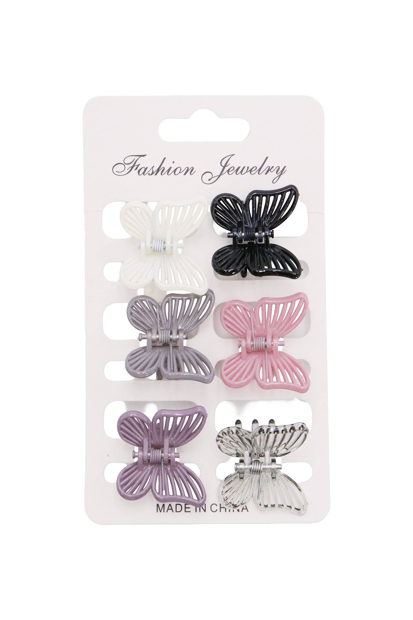 Mini Butterfly Hollow-out Hair Claw - 6 Set