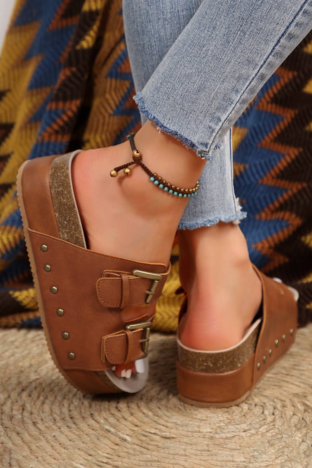 Buckle Studded Platform Sandal Slippers | US6-10
