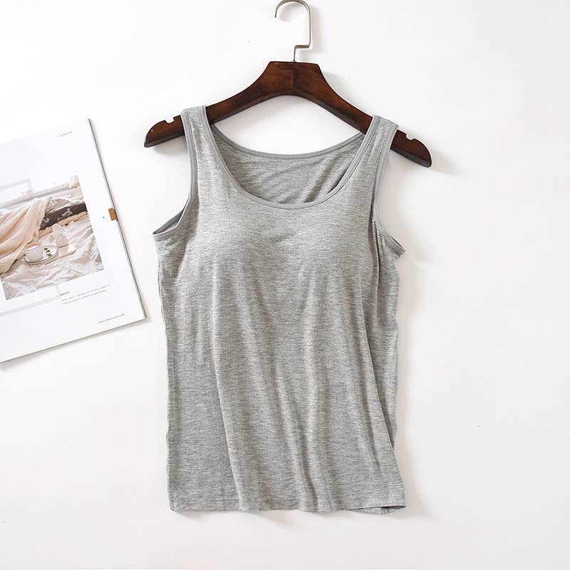 Regular basic soft flowy built-in bra tank top