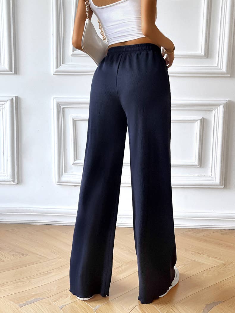 Elastic Waistband Casual Wide Leg Pants
