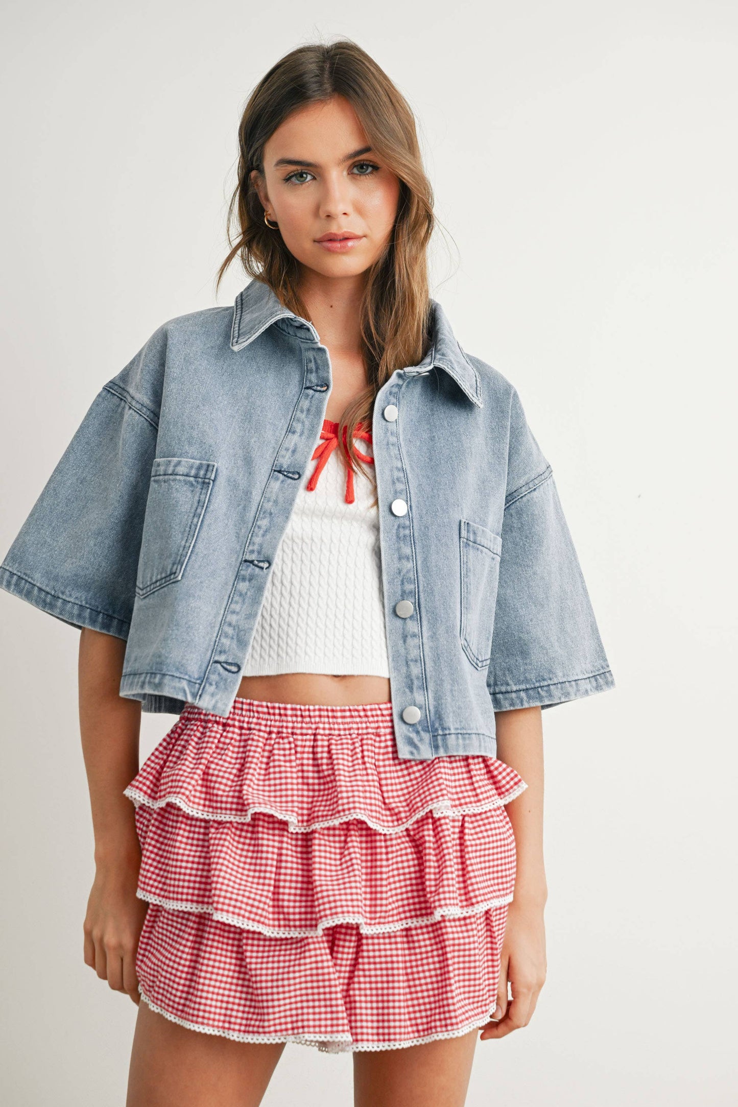 Button Front Cropped Shirt -