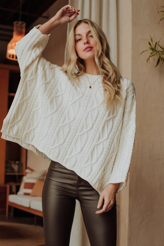 Panache - Ivory Cable Knit Sweater -