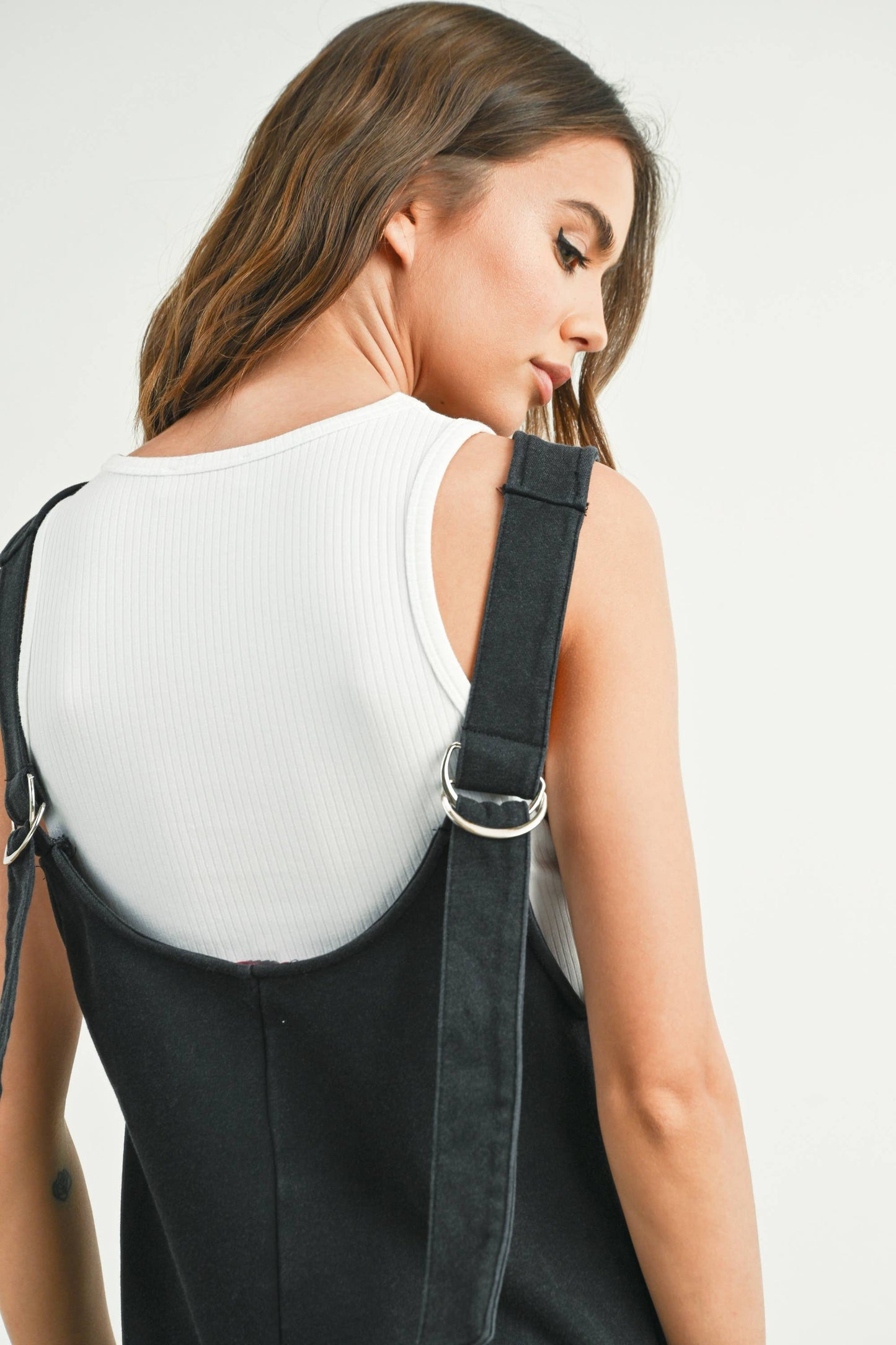 Washed French Terry Sleeveless Jumpsuit Dress -