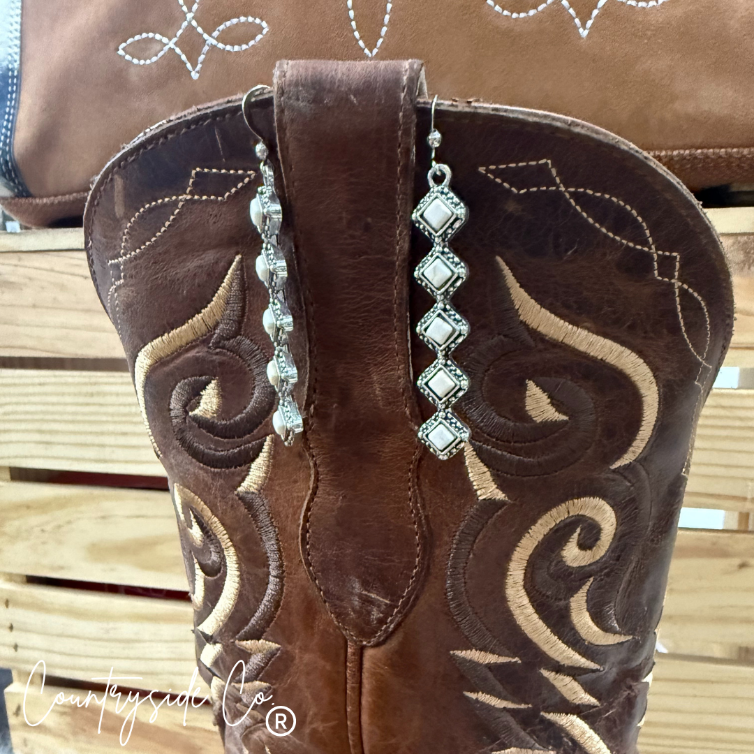 Princess Drop Earrings in Turquoise and Natural Stone