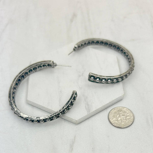 CER240805-02              silver metal circle Earrings