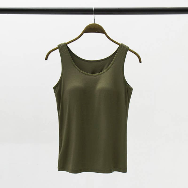 Regular basic soft flowy built-in bra tank top