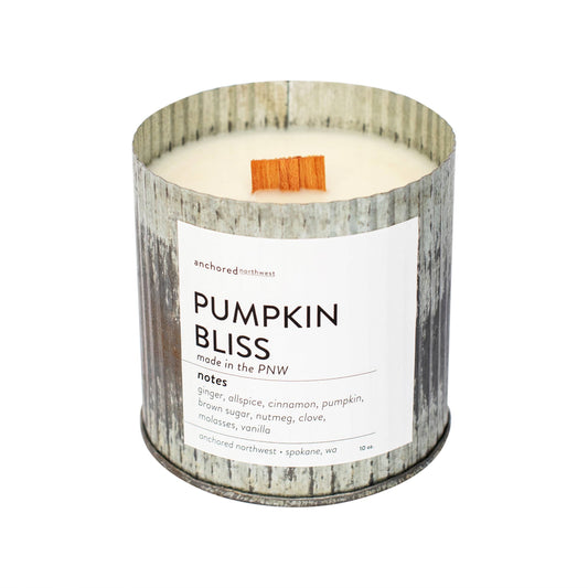 Pumpkin Bliss Rustic Vintage Farmhouse Wood Wick Candle